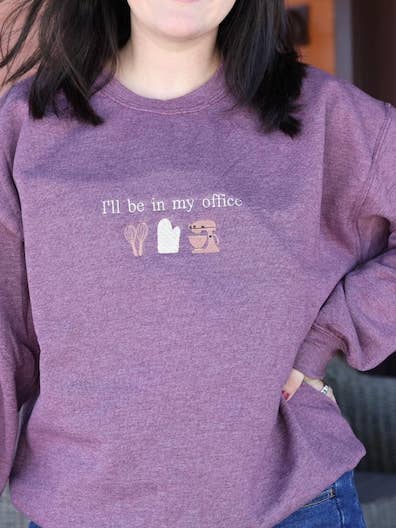 Embroidered Baker Sweatshirt, I'll Be In My Office Crewneck, Baking Gift for wholesale by Castle Rock Co