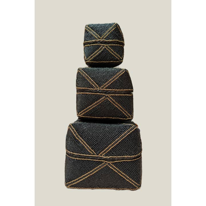Black Gold Beads Bali Bamboo Boxes set of 3 for wholesale by DUA
