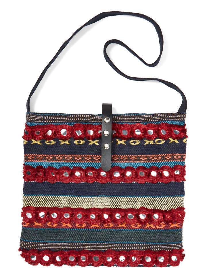 Muriel Mirrored Frayed Crossbody Bag Crimson, Amethyst for wholesale by Raj Trading & Imports (USA) Inc.