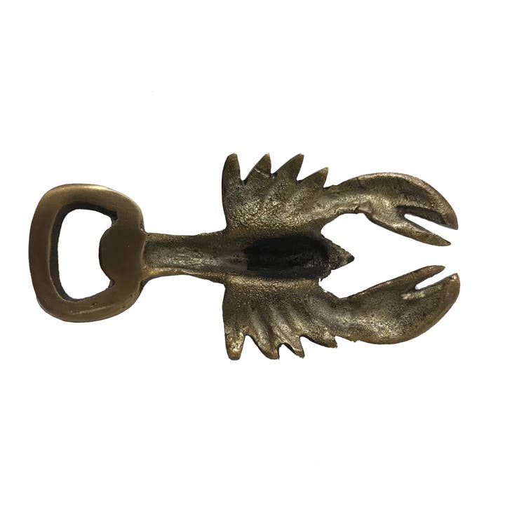 Madison Bay Co. - Historical Home Decor Reproductions – wholesale Bottle/wine opener – 4" Antiqued Brass Lobster Bottle Opener