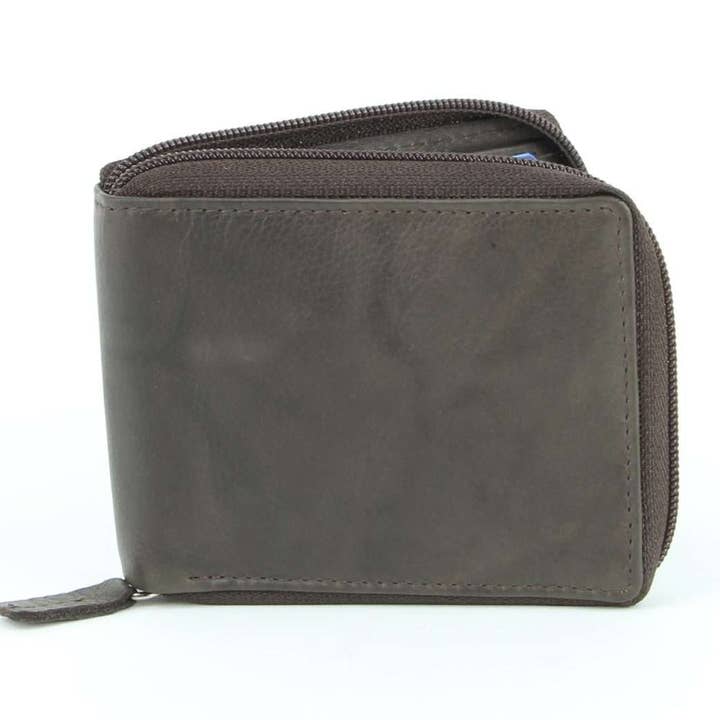 Leather Impressions Inc - Wholesale Wallet - Men's - American Bison Zip Around Men's Wallet: 157124