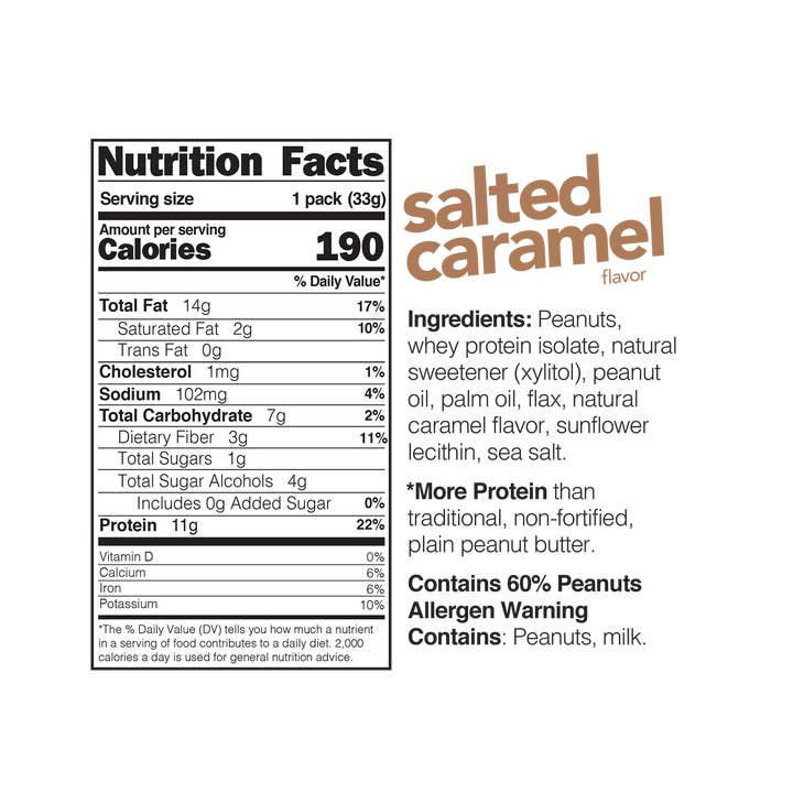 Nuts 'N More - Wholesale Nut butter - Salted Caramel High Protein Peanut Butter Spread - 10 Pack Snack Size1