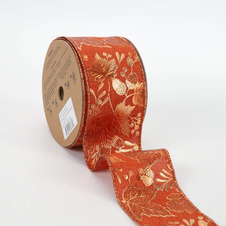 LA Ribbons Wholesale – Engroshandel Bånd – 2 1/2" kablet bånd | „Metallisk blad“ rust/kobber | 10 meter