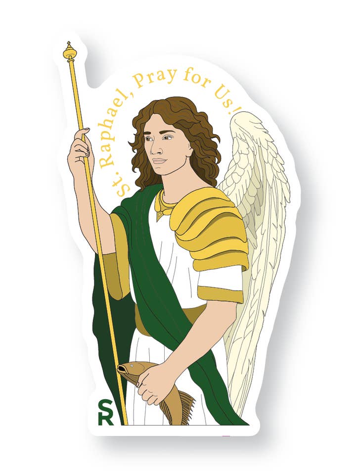 Autocollant St. Raphaël pour la vente par Sock Religious