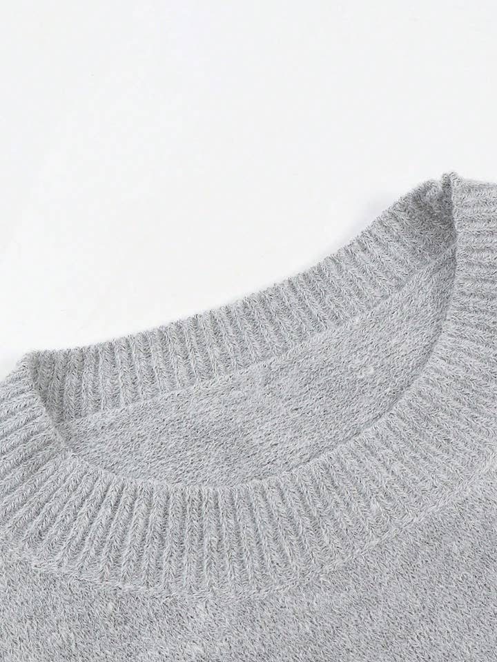 Grey Slouchy Teddy Bear Graphic Cozy Sweater for wholesale on Faire5