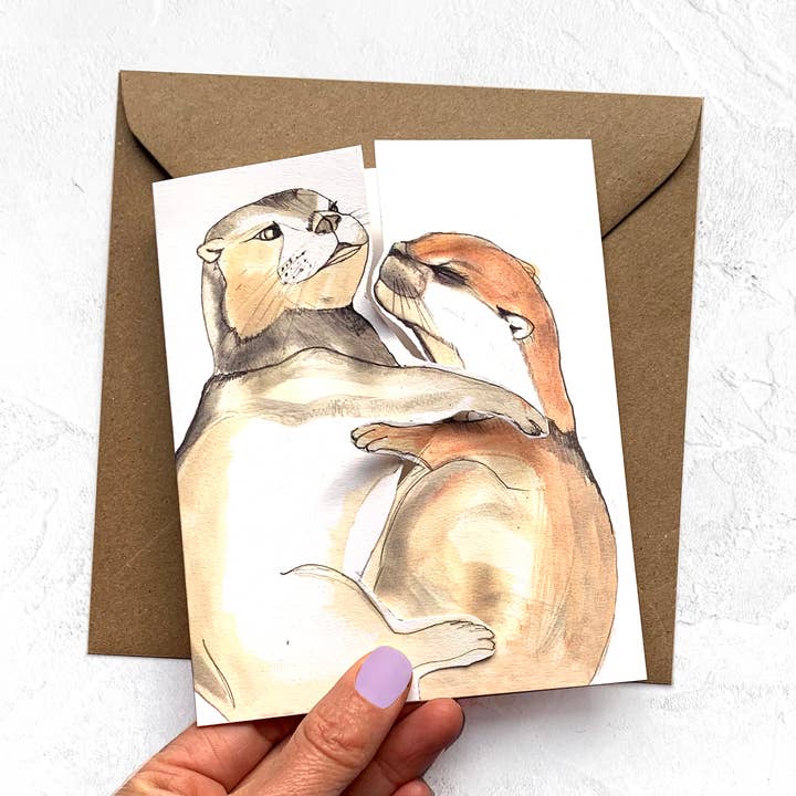 Otter knuffel Kus kaart voor wholesale door Nina Nou