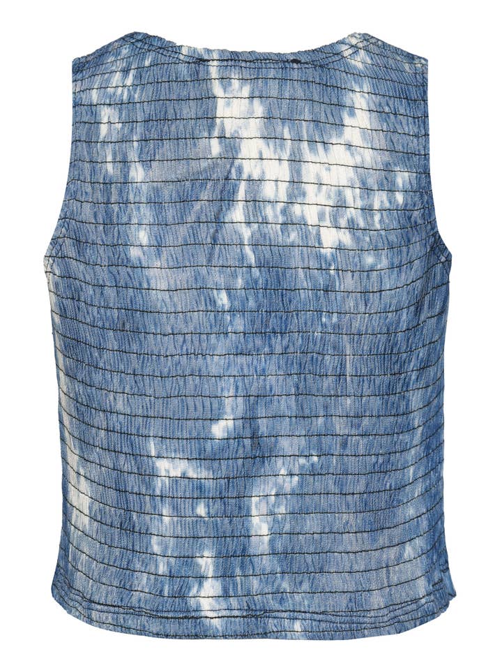 BLUE MULTI EMBROIDERED TOP W/ SMOCKED BACK for wholesale on Faire