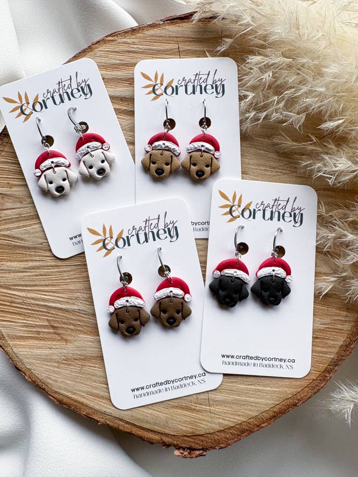 Santa Paws Dog dangle earrings for wholesale by Crafted by Cortney