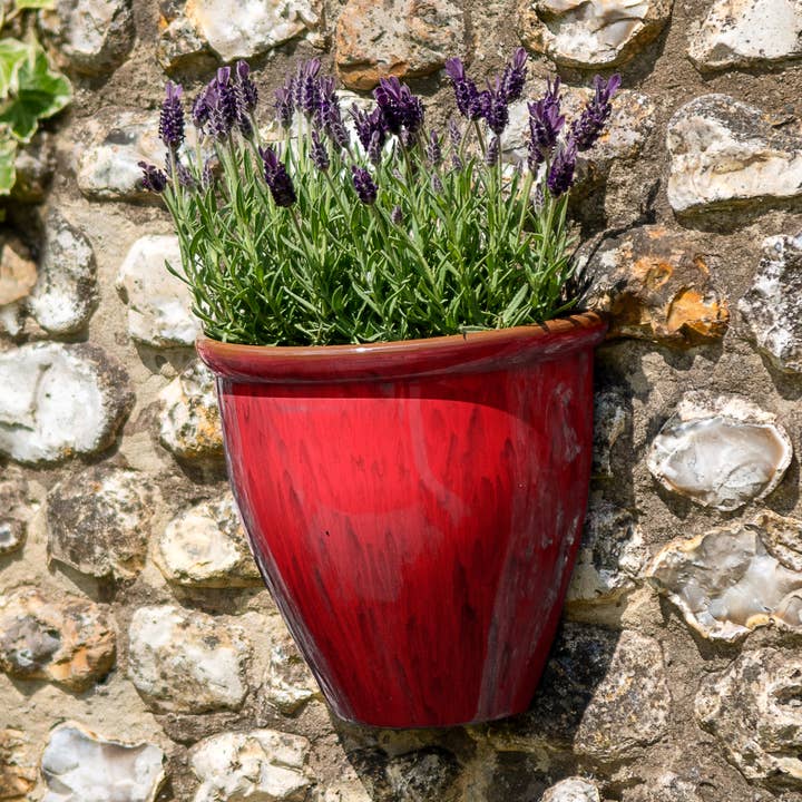 Running Glaze Wall Pot - Red for wholesale by CREEKWOOD GARDEN AND GIFT LTD