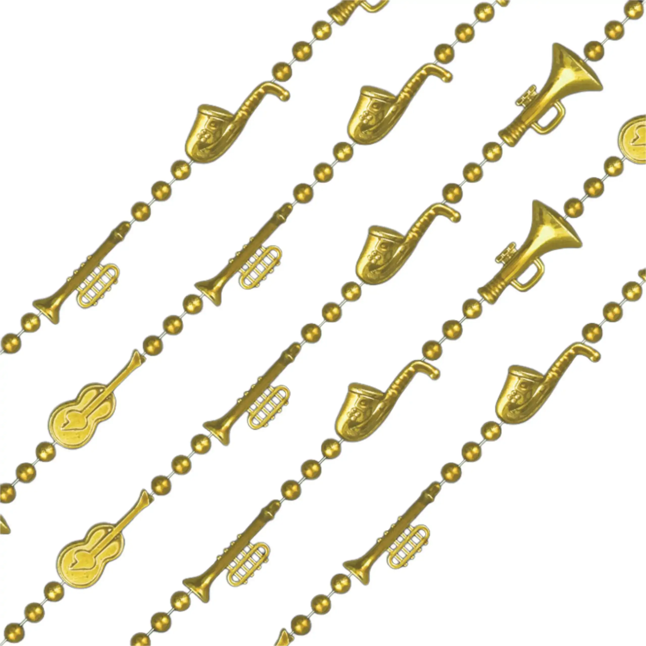 Blinkee.com, LLC – wholesale Beaded/pearl necklace – Metallic Gold Plated Jazz Instruments Necklace Pack0