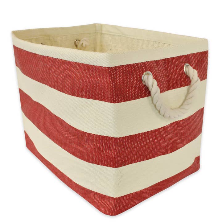 Paper Bin Stripe Tango Red Rectangle Medium 15 x 10 x 12 for wholesale by Welcome Home Unbeatable Deals