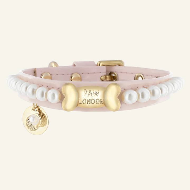 Diana Pearl Dog Collar Soft Pink 💘 for wholesale by Paw London
