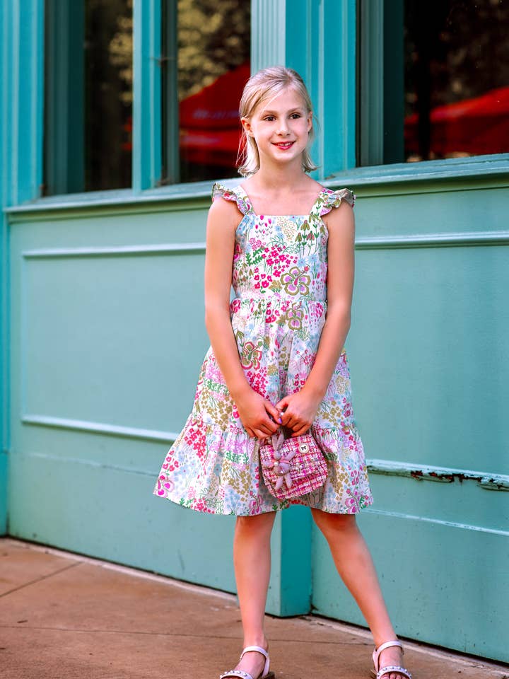 Minna - Wholesale Dress - Kids - Flutter Sleeve Sun Dress - Magical Sunny Meadow Florals26