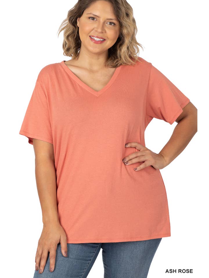 Vanilla Monkey - Wholesale Tunic - Women's - Plus Boyfriend V-Neck Tee