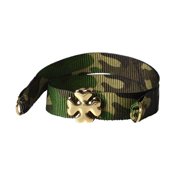 BRACELET CAMOUFLAGE VERT TRÈFLE DORÉ À QUATRE FEUILLES pour la vente par Smartever Srl