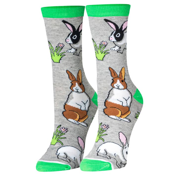 Chaussettes pliées à motif de lapins pour femmes pour la vente par Crazy Socks