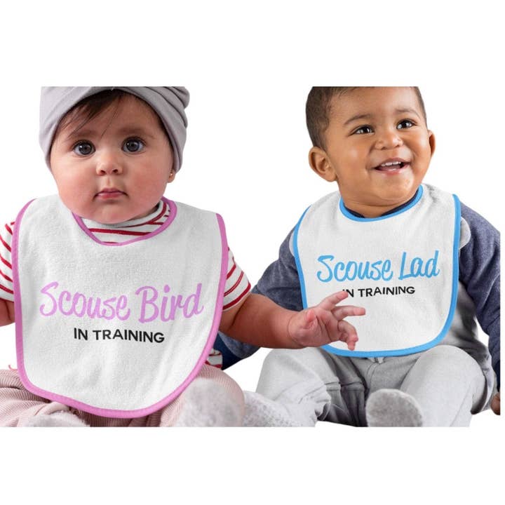 Scouse Bird & Scouse Lad In Training Baby Bibs for wholesale by Scouse Bird Shop