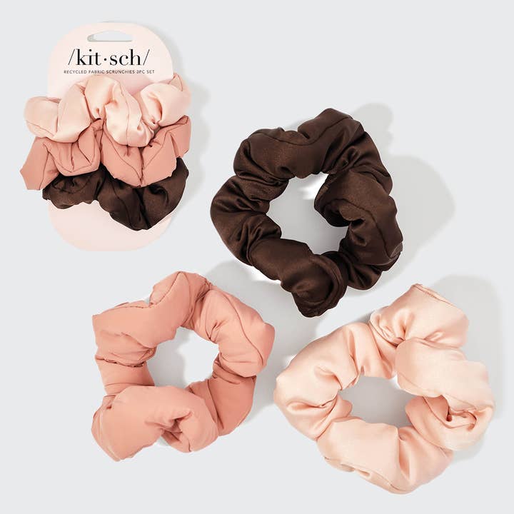 KITSCH - Vendita all'ingrosso Scrunchie - Donna - Set di 3 elastici a forma di nuvola in tessuto riciclato - Palissandro