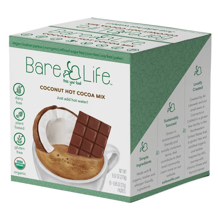 Bare Life - Wholesale Hot Cocoa Mix/Kit - Dairy Free & Vegan Coconut Hot Cocoa Mix - 0.95 Oz (10 Ct.)