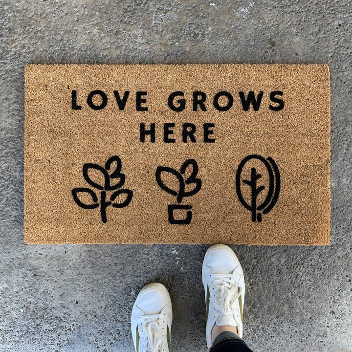 Love Grows Here Spring Doormat for wholesale by Nickel Designs Doormats