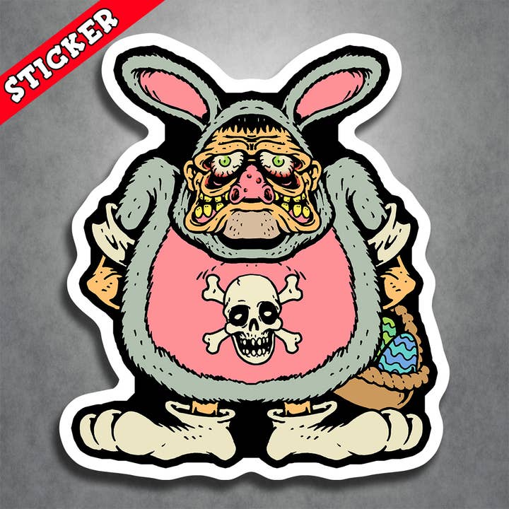 Monsters and Martians LLC - Wholesale Sticker - The Big Bad Easter Bunny Sticker Monster Fink Bunny Costume