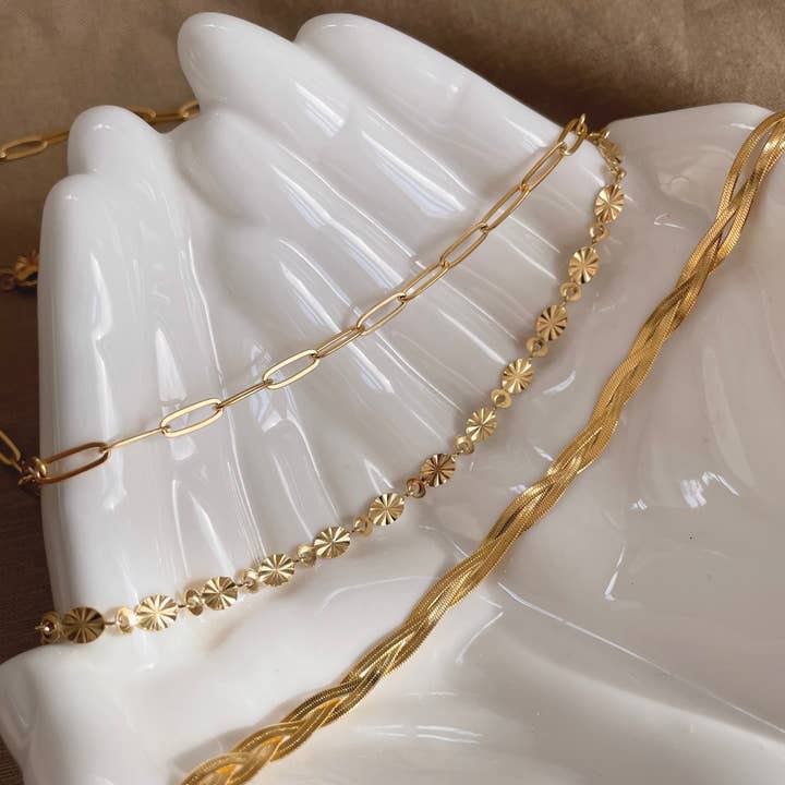 Little Nell Jewellery – Großhandel Gliederhalskette – Wasserdichte Halskette mit 18-karätigem Gold, lange Gliederkette