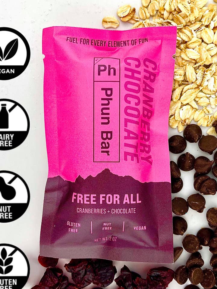 Cranberries+Chocolate Vegan "Free For All" for wholesale by Phun Bar