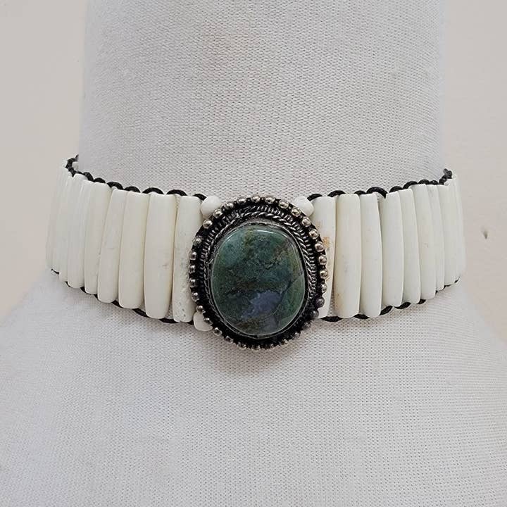 Buffelbenhalsband med ovalt hänge av naturlig agatsten för wholesale av Treasure Jewelry