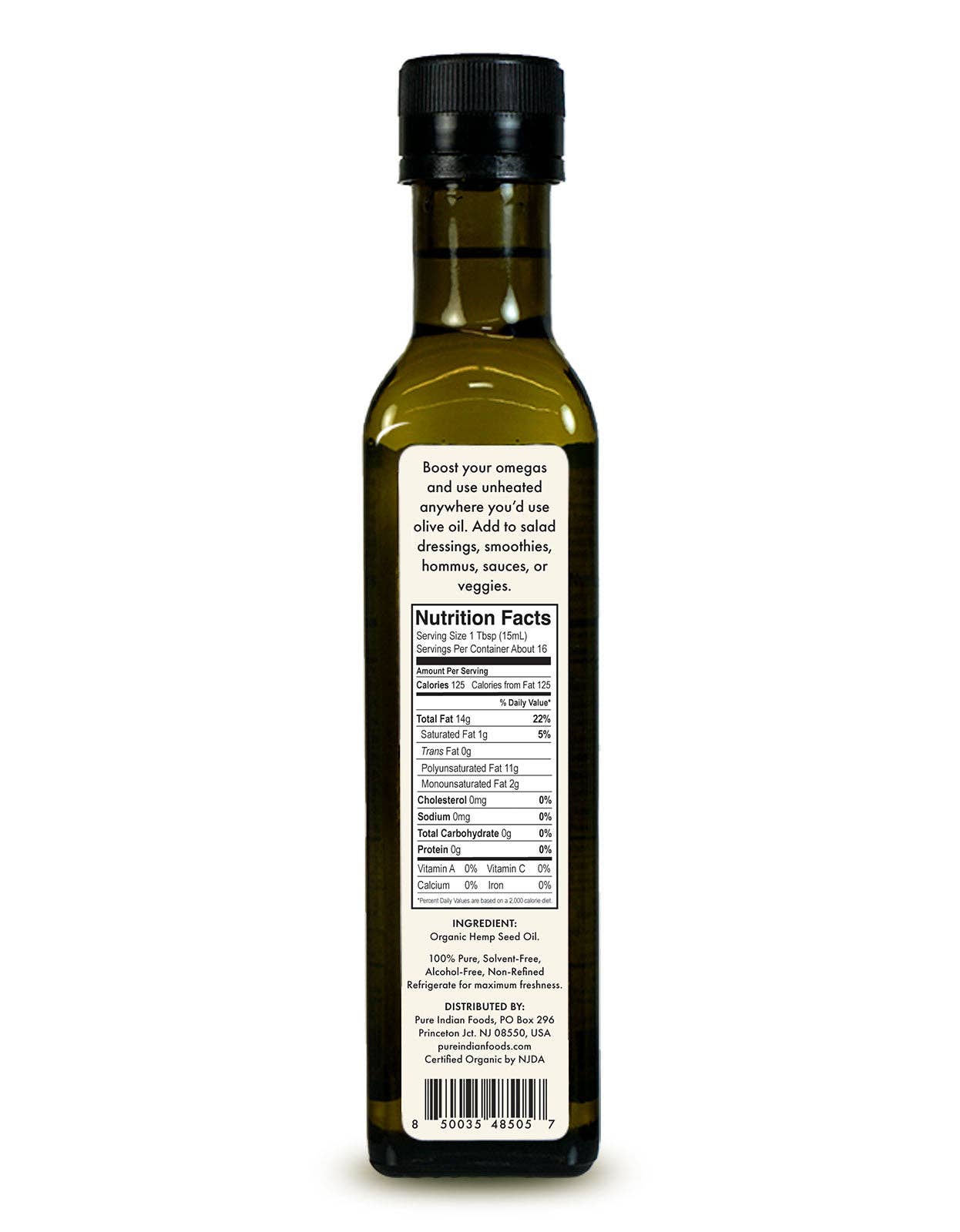 Pure Indian Foods - Wholesale Cooking Oil - Hemp Seed Oil, Virgin & Certified Organic - 250 mL1