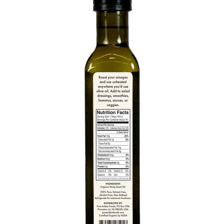 Pure Indian Foods - Vente Huile de cuisson - Huile de graines de chanvre, vierge et certifiée biologique - 250 ml1