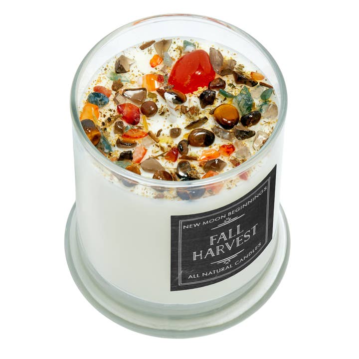 Fall Harvest Candles Herb & Crystal Candles - Autumn Candle and other Purchase Wholesale golden autumn. Free Returns & Net 60 Terms on Faire trending on Faire.