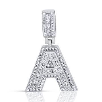 Colgantes de plata esterlina con iniciales de bloque de baguette para venta al por mayor de NYC Sterling