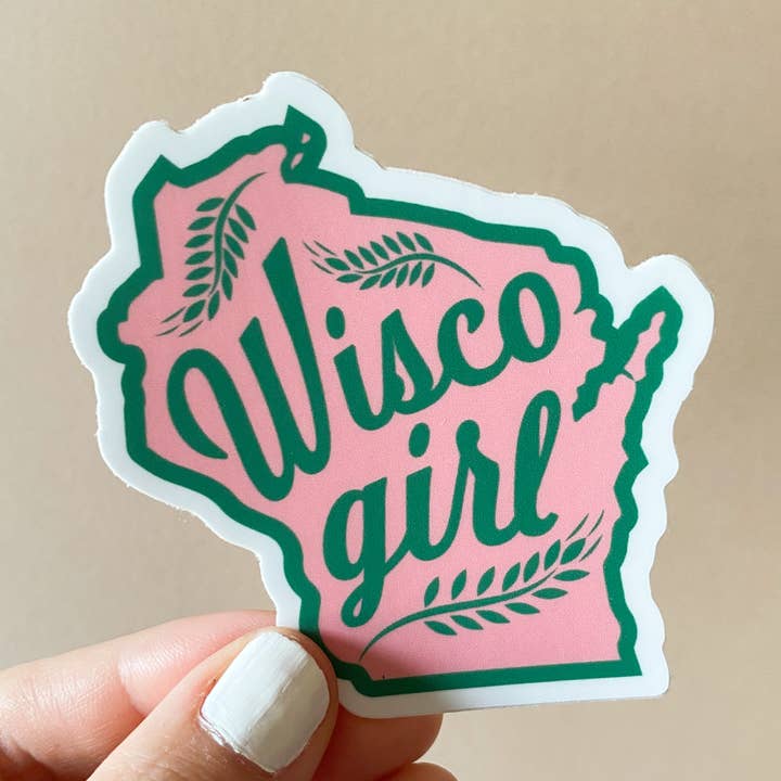 Bottlebrush Graphics - Wholesale Sticker - Wisco Girl Wisconsin State Vinyl Sticker0