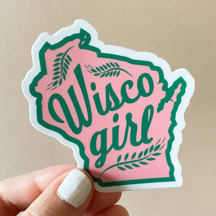 Bottlebrush Graphics - Wholesale Sticker - Wisco Girl Wisconsin State Vinyl Sticker0