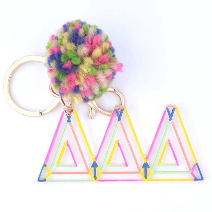 Aspen Lane - Wholesale Keychain - Women's - Sorority Colorblock Pom Keychain | 19 sororities licensed