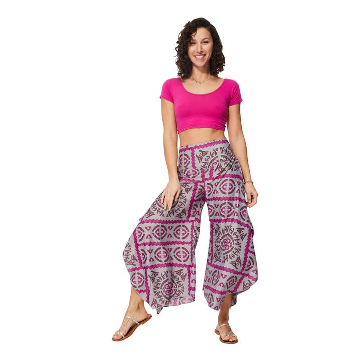 ASYMMETRIC SUMMER PANTS MBP0100G for wholesale by La Mano Boho