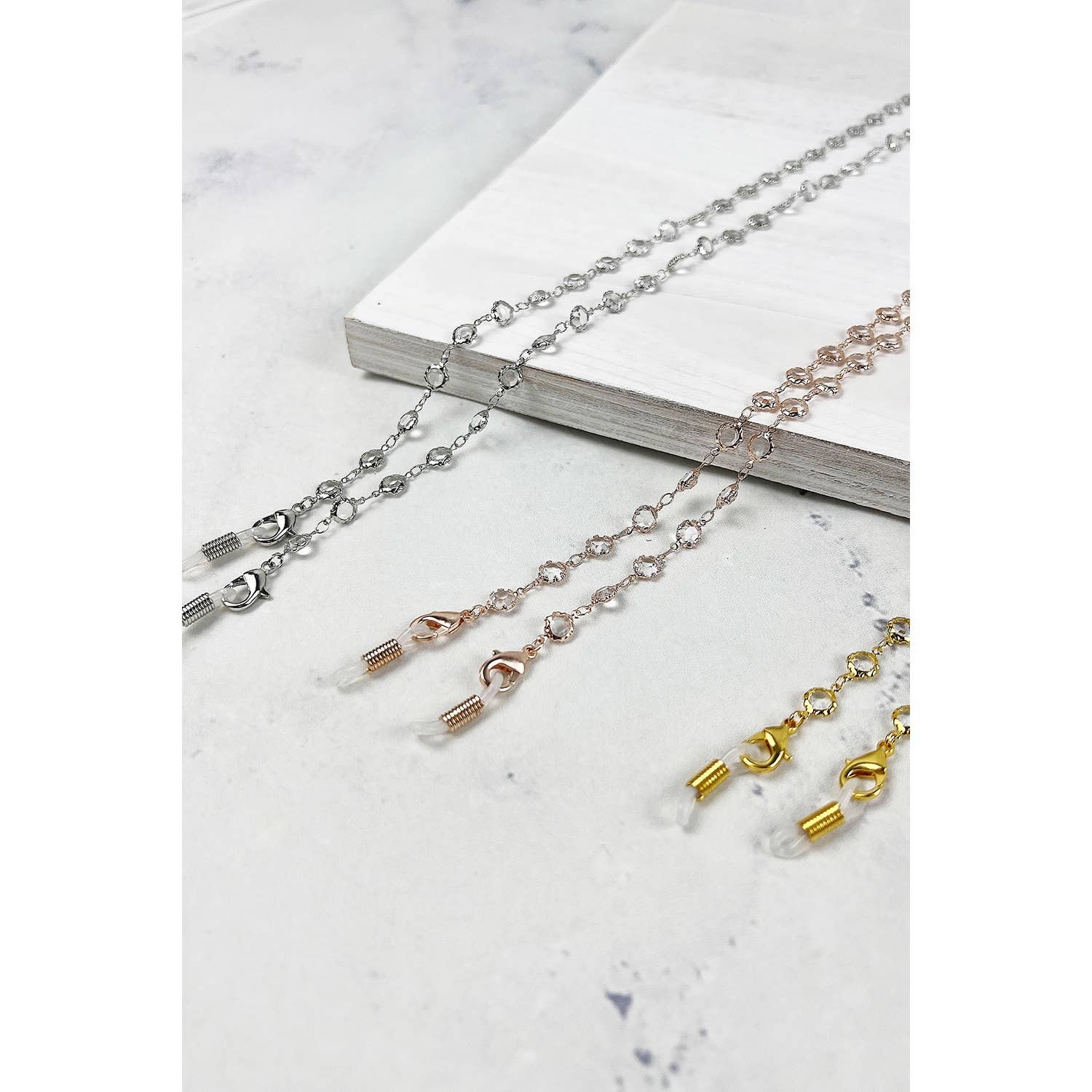 ASSORTED PRETY CLEAR STONE FACE MASK LANYARD AND EYEGLASSES LANYARD for wholesale on Faire0