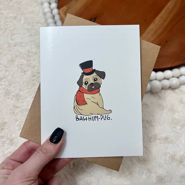 Big Moods - Wholesale Christmas Card - Bah Hum Pug Greeting Card