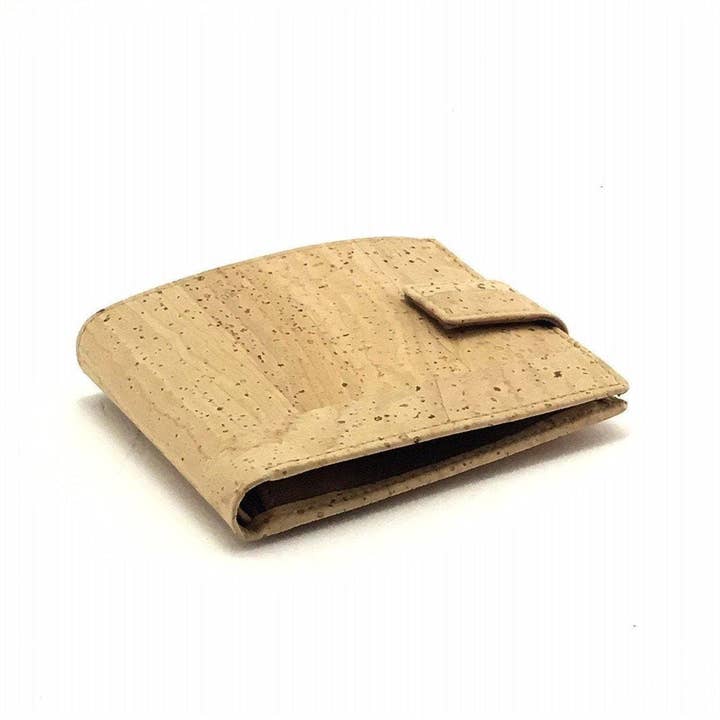 Moddanio Cork - Vendita all'ingrosso Portafogli - Uomo - Portafoglio in sughero per uomo, in pelle vegana, con chiusura a scatto, colore: naturale