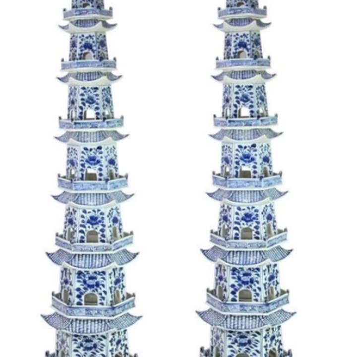 Grote blauw-witte pagode voor wholesale door The Enchanted Home