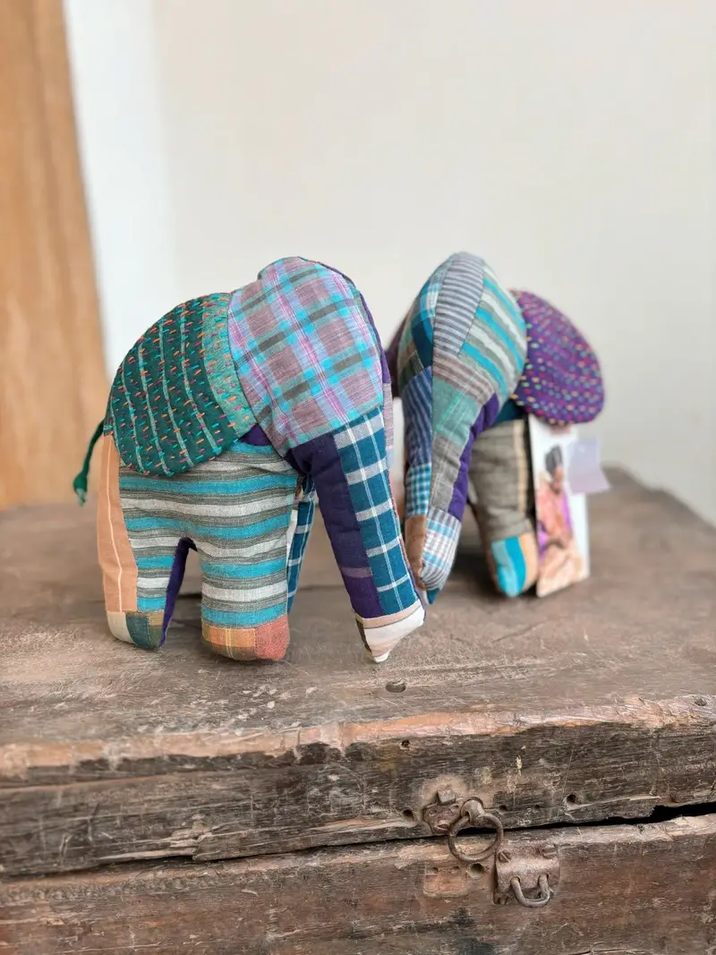 Basha Boutique - Wholesale Stuffed/Plush Toy - Kids & Baby - Stuffed Elephant with Kantha Ears1
