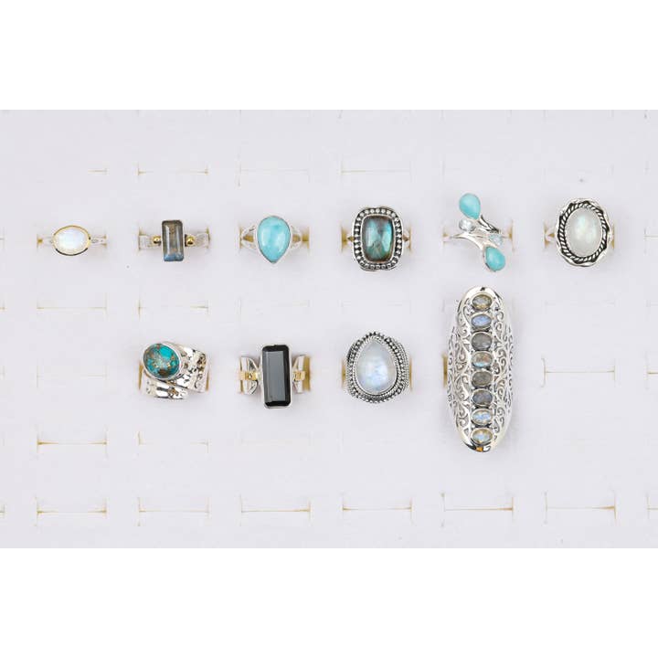 Grossist Solid 925 Silverringar Blandade ädelstenar och storlekar för wholesale av Tiramisu