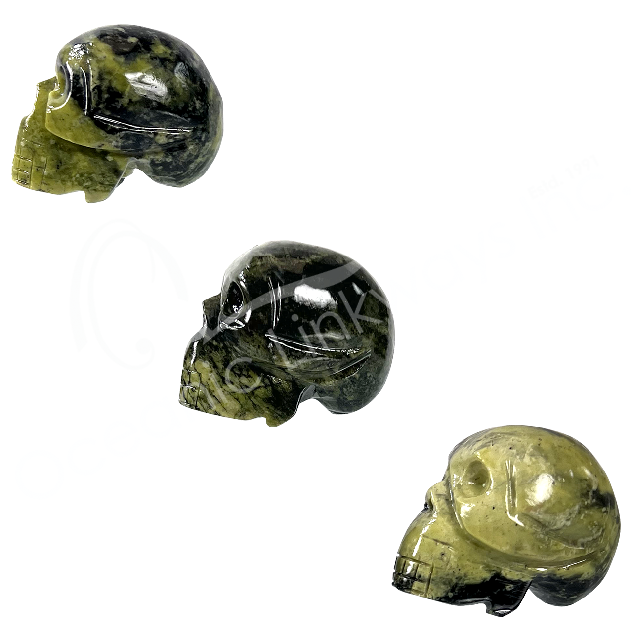 Oceanic Linkways Inc - Vente Pierre et cristal de spiritualité - (PC)CRÂNE - SERPENTINE 2-2,25"1