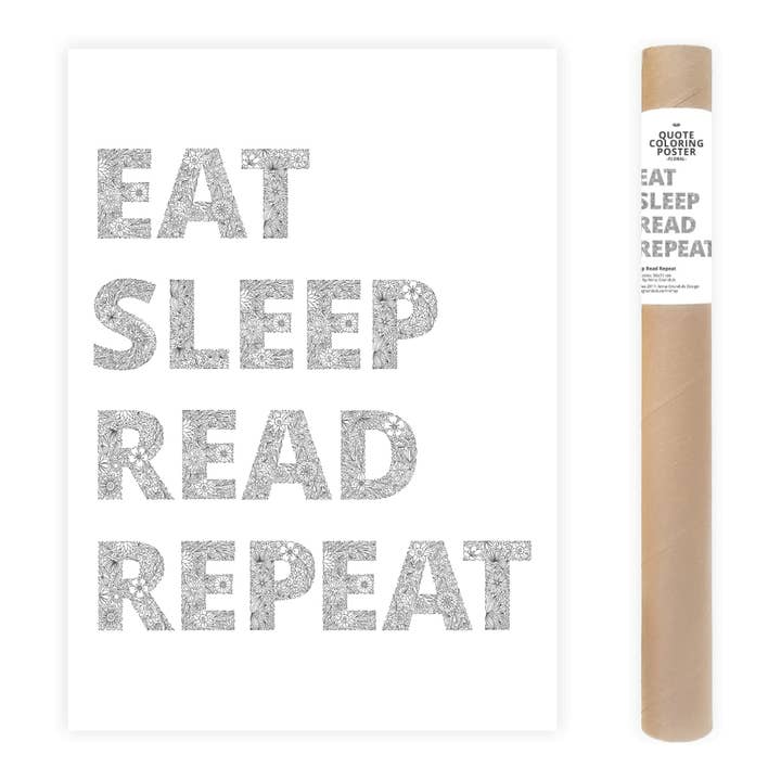 Floral Coloring Poster, Eat Sleep Read Repeat for wholesale by Anna Grunduls Design