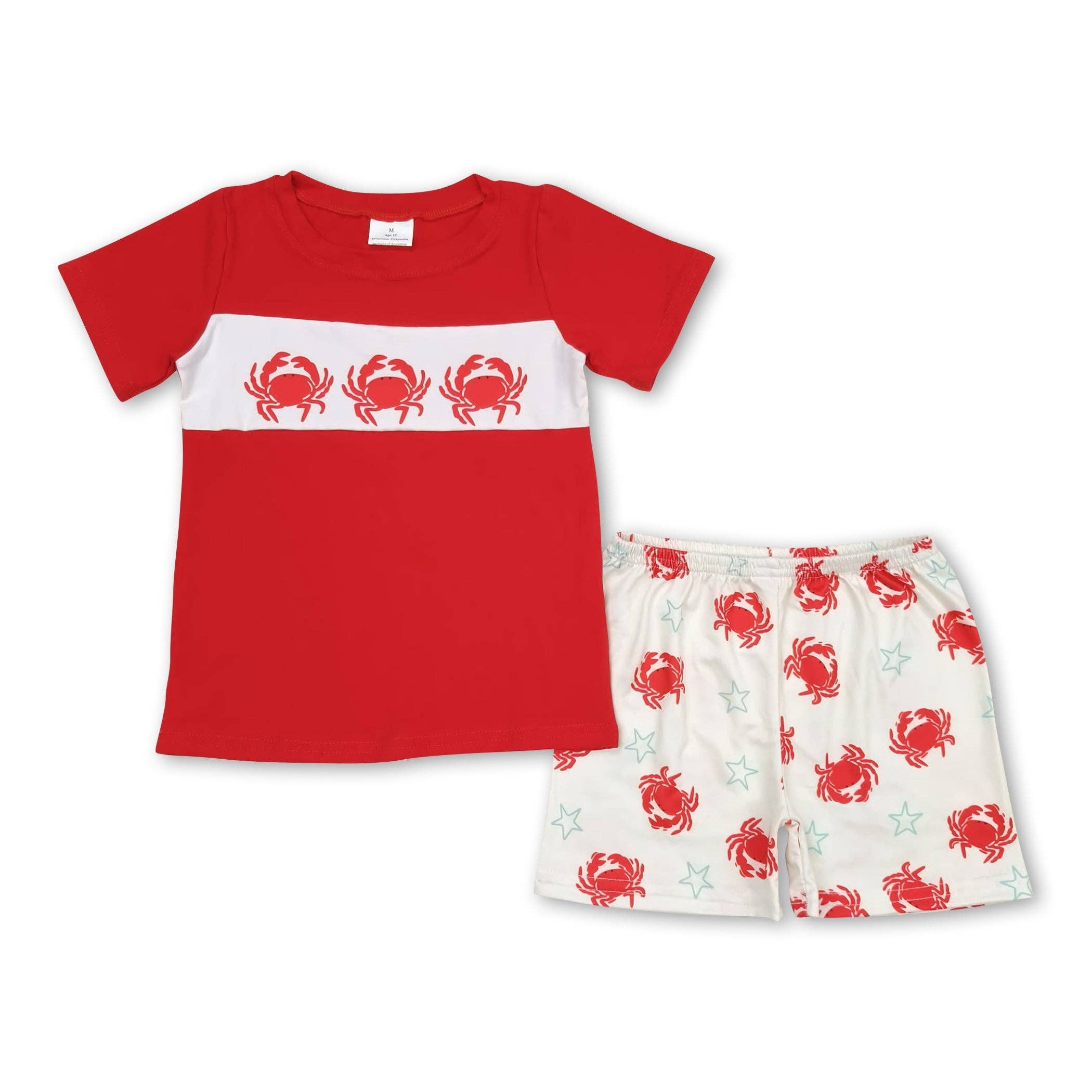 Yawoo Garments - Vente Ensemble haut et short – enfant - Vêtements d'été pour garçons, short, crabe rouge0
