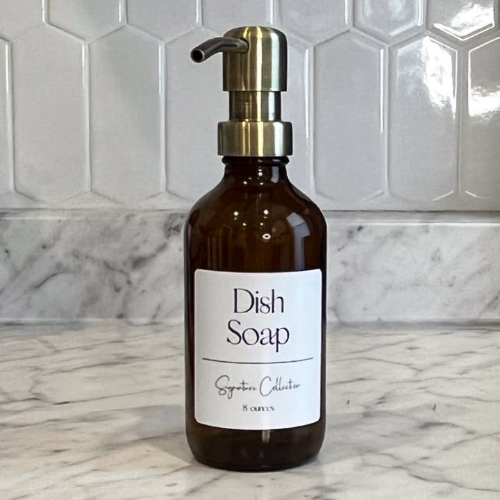 Blush Apothecary – wholesale Soap dispenser – 8-ounce Amber Glass Soap Dispenser Signature Label