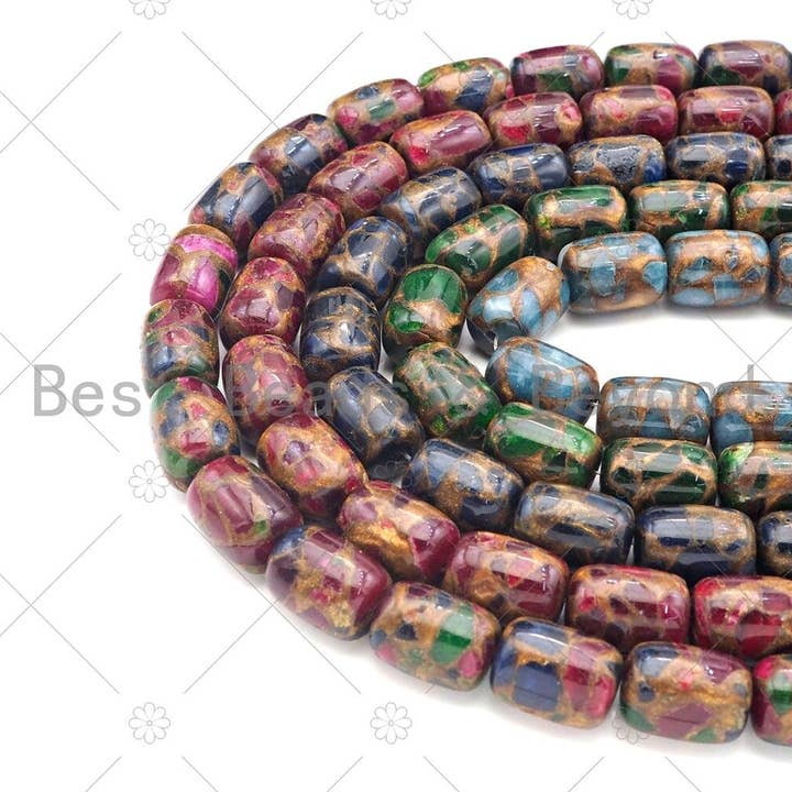 BestBeads&Beyond - Wholesale Beads - Golden Clinquant Barrel Beads, 15x20mm Spacer Beads, Cloisonne Royal Blue Color,Wholesale Gemstone,Sku#U1145