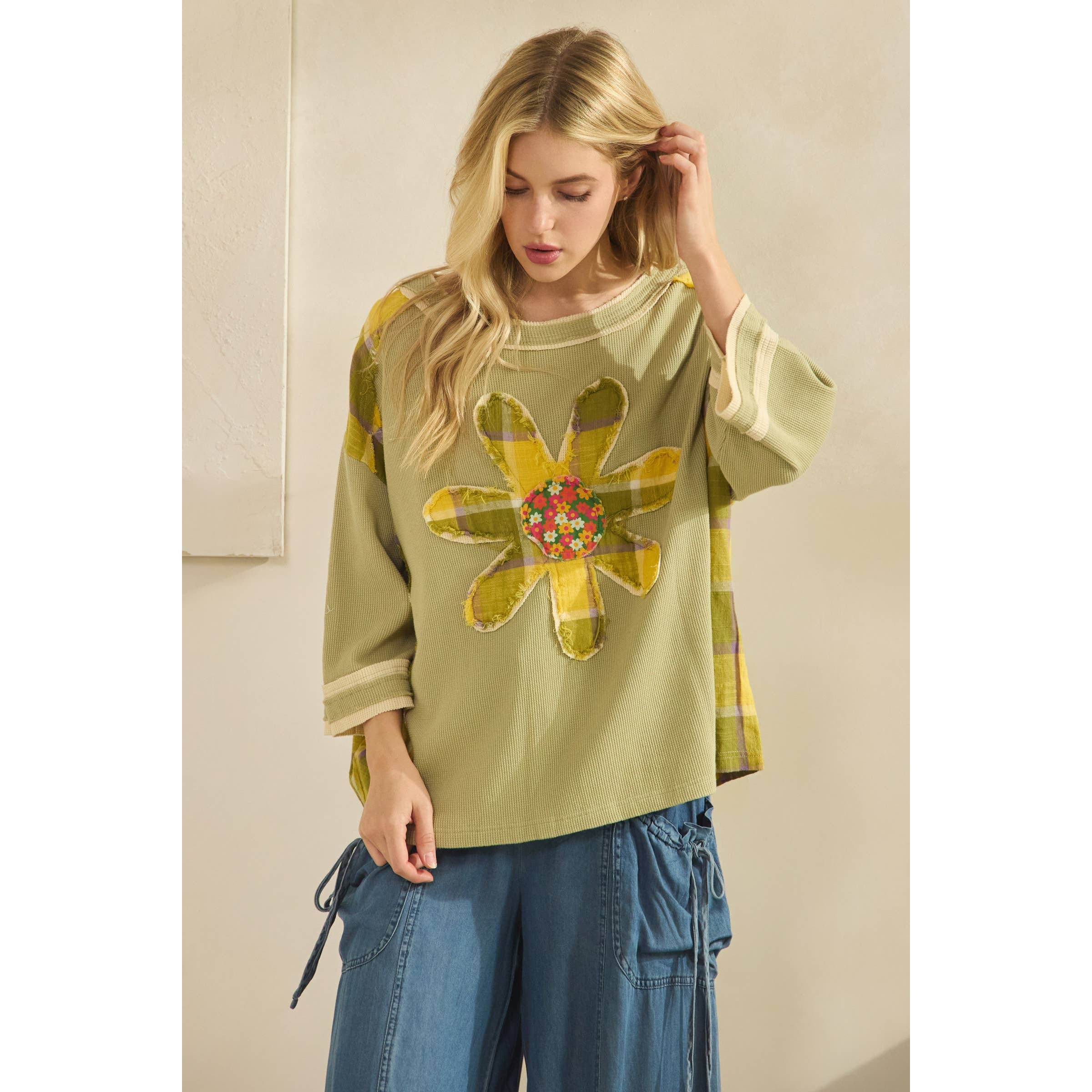 Sage + Fig – Großhandel T-Shirt – Damen – BOHO BLOOM WAFFELSTRICK-T-SHIRT5