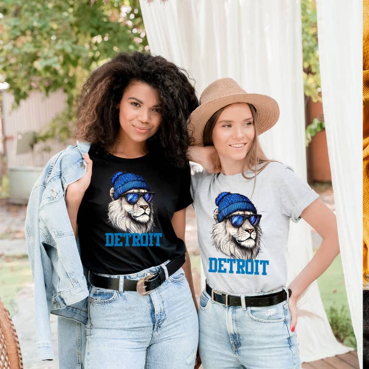 Detroit Beanie Lion Unisex T-shirt for wholesale by Into The Desert