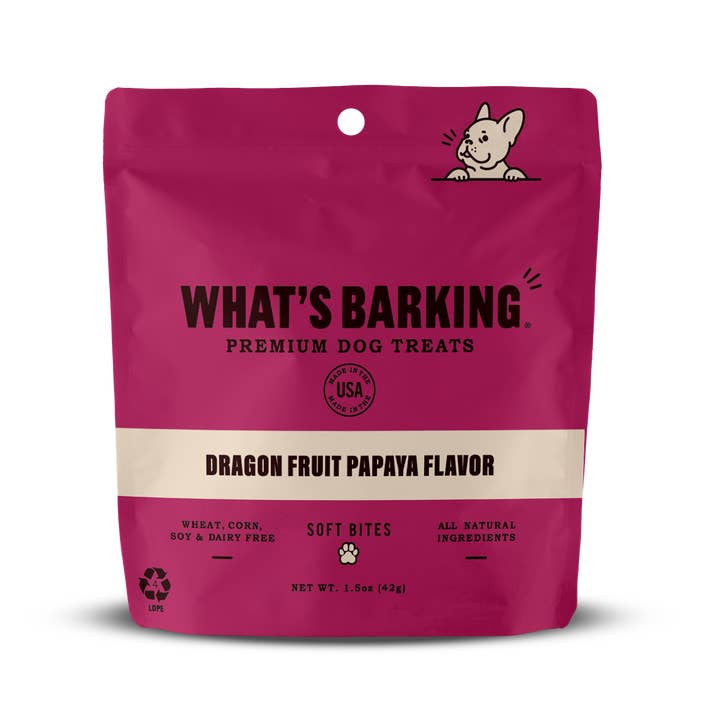 What's Barking - Wholesale Pet Treats - Dog - Dragon Fruit Papaya Dog Treats, 1.5oz Case1